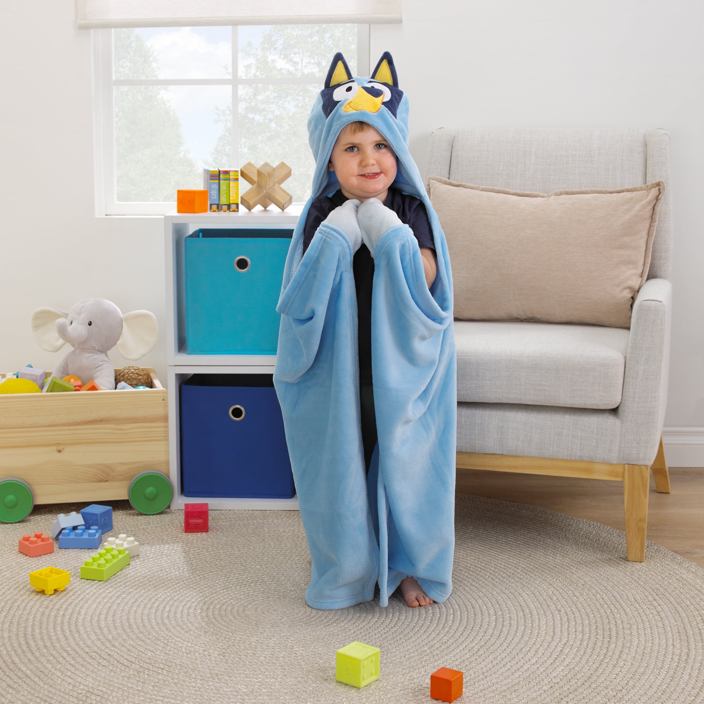 NoJo Bluey Hooded Toddler Blanket, Blue, Toddler Boy or Girl
