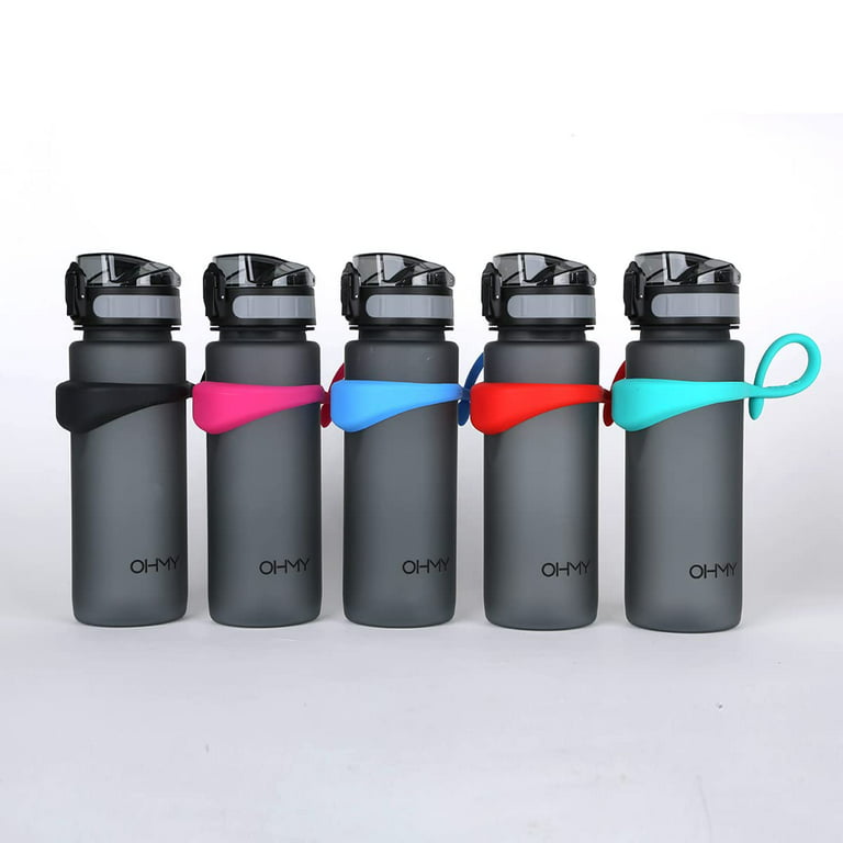 OHMY FIT Tritan Sports Water Bottle 18 oz, Magnetic Strap Fast Flow Straw,  Silicone Carrier Holder Handle Accessory, 1 Click Open Sports Flip Top,  Leak Proof Lid on Wide Mouth, BPA Free 
