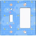thumbnail image 2 of Metal Light Switch Wall Plate Outlet Cover (Sky Cloud Stars Rain Drops Check Pattern - Single Toggle Single Rocker), 2 of 2