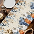 thumbnail image 2 of Pumpkin Eucalyptus Leaf Table Runner, Autumn Thanksgiving Kitchen Dining Table Decoration for Home Party Decor 13x36 Inches, 2 of 9