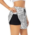 thumbnail image 2 of Bixox Women's Black White Music pattern 2 in 1 Running Shorts - Lightweight Athletic Workout Gym Yoga Shorts Liner with Pockets - XX-Large, 2 of 7