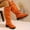 Orange, variant on Orange Women Boots Footwear Slouch Wide Calf Knee-High Pull-on Dress Buckle Low Heel Shoes Womans Shoes 40