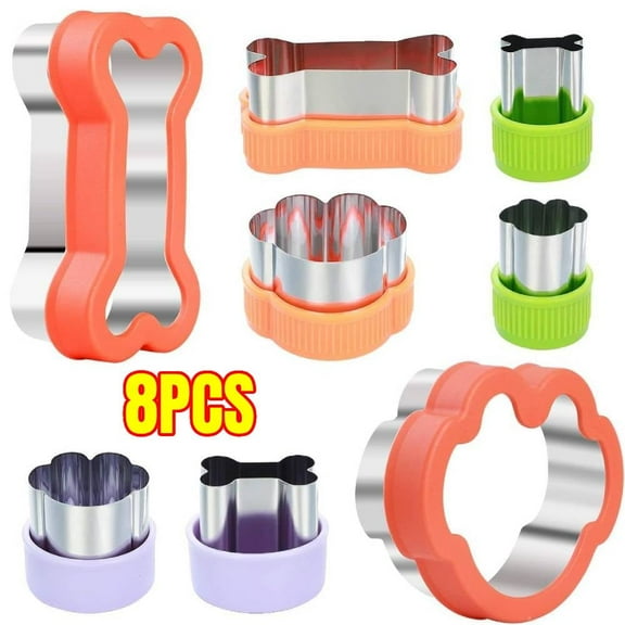 8PCS Dog Cookie Cutter Set - Dog Bone and Dog Paw Print Cookie Mold for Homemade Treats - Stainless Steel Cookie Cutter molds for Kids Suitable for Cakes and Cookies