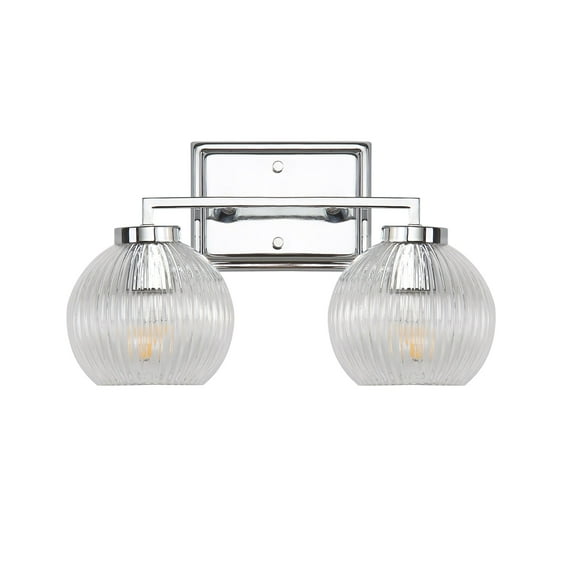 Yep by Golden Lighting Elliott 2-light Vanity in Chrome and Clear Ribbed Glass