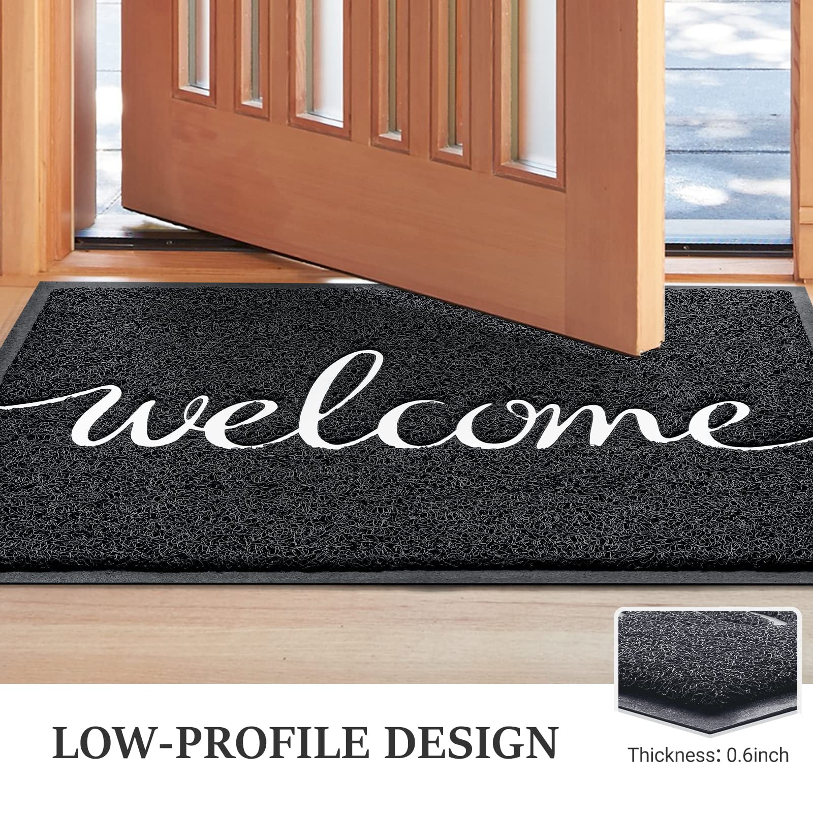 StepLively Door Mat Home Welcome Mats Outdoor and Indoor, Heavy-Duty  Low-Profile Non-Slip Front Welcome Mat for Home Entrance, Outside Entry,  Yard, Floor, Patio (32''x20'', Black) - Yahoo Shopping