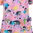 thumbnail image 4 of Puntoco Blusa de manga corta con cuello en V para mujer Uniforme de trabajo Blusa con estampado de dibujos animados Puntoco Puntoco-2698, 4 of 7