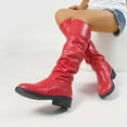 thumbnail image 2 of Women's Knee High Boots Tall Slouch Lace Up Boots Fall Boots Pull on,Color:Red,Size:6.5, 2 of 8