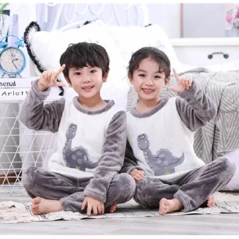 Nuevo Pijama Niños Franela 2023 Otoño Invierno Niña Niño Conjunto Pijama Bebé Ropa Animal Cartoon Coral Fleece Pijamas Niños xuanjing unisex