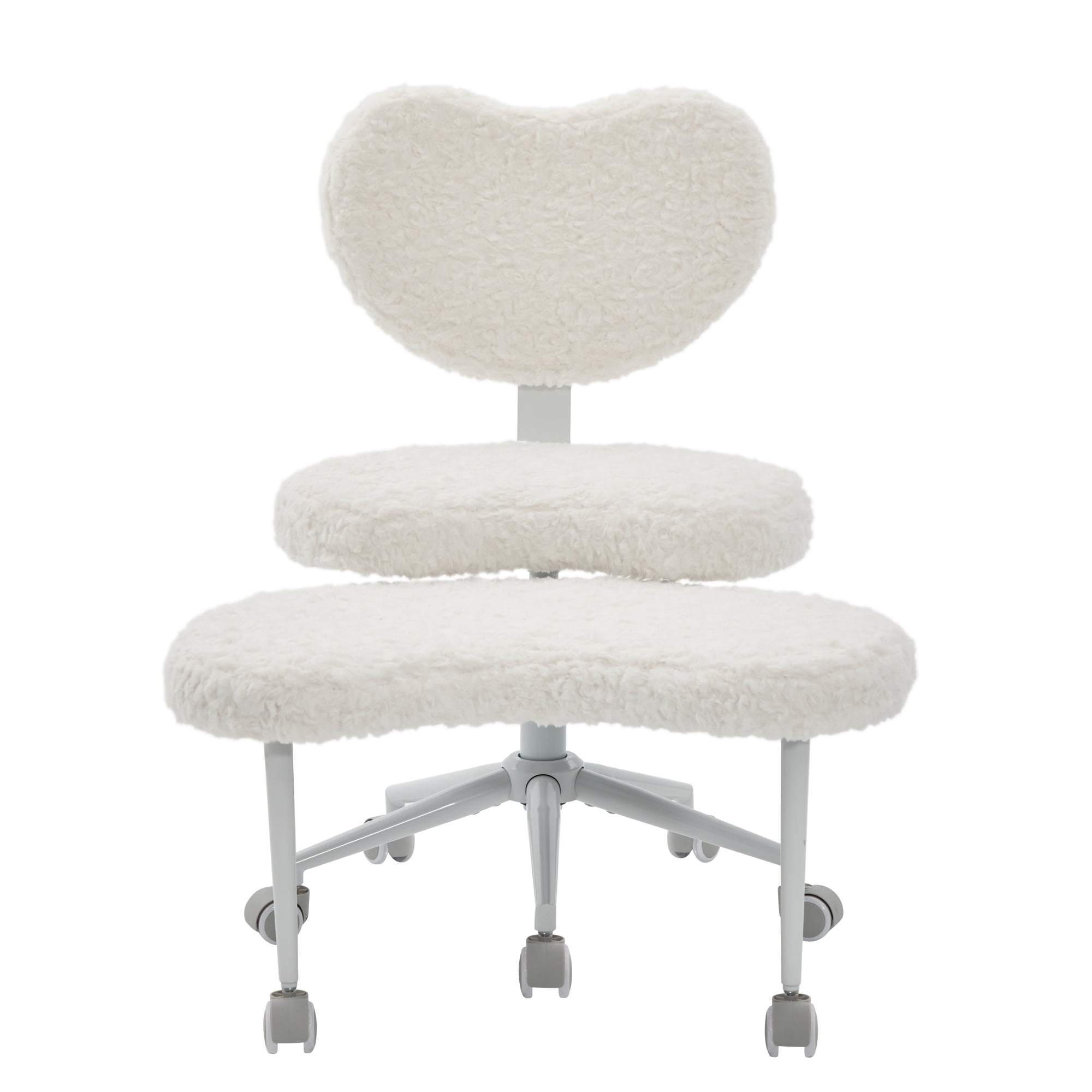 Artificial Rabbit Hair Meditation Chair Plus, Cross Legged Chair with Wheels, ADHD Chair, Criss Cross Desk Chair with Lumbar Support and Adjustable Stool, for Fidgety Sitters, Beige