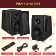 Pyle Powered Bookshelf Speaker System – 80W Bluetooth Active Stereo Speakers with ARC, Optical & Coax Inputs, Subwoofer Out, Bass Reflex Wood Cabinet for Home Theater & Studio (Pair)