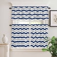 thumbnail image 3 of Kitchen Window Curtains Valance and Tier Set, Navy Blue Grey Wave Rod Pocket Tier Curtain Valance Set, Abstract Striped Water Ripple Light Filtering Cafe Curtains for Bedroom Living Room, 3 of 9