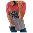 thumbnail image 2 of ICHUANYI Clearance Women's Fashion Leopard Print Top Stitching Short-sleeved Top(Pink, S) Ichuanyi Ichuanyi, 2 of 7