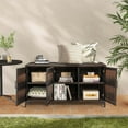 thumbnail image 5 of Costway 84 Gallon 3-Door Patio Wicker Storage Cabinet Deck Box with Removable Shelves Brown, 5 of 10