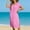 Pink#04, variant on Summer Dresses for Women Plus Size Lapel Cotton Linen Button Short Sleeve Shirt Dress Casual Solid Oversized V Neck Loose Beach Vacation Sundress Midi Dresses