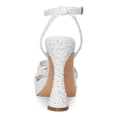 thumbnail image 3 of MADDEN GIRL Womens White Padded Embellished 1" Platform Adjustable Ankle Strap Zanee Square Toe Flare Buckle Heeled Sandal 5.5 M, 3 of 4