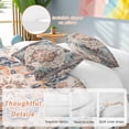 thumbnail image 2 of 3 Piece Orange Blue Duvet Cover Set Queen Size,Microfiber Comforter/Quilt Cover with Corner Ties and 2 Pillowcases,Boho Geometric Middle Century Abstract Western Soft Bedding with Zipper Closure, 2 of 8