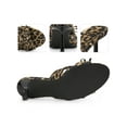 thumbnail image 2 of BLISSFUL STEP Knot Open Toe Slip On Mules Satin Stiletto Heel Sandals for Women Leopard (Size 9), 2 of 6