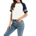 thumbnail image 5 of Ltctricy Women's T Shirts 2025 Fashion Crew Neck Short Sleeve Color Block Tunic Tops Soft Casual Tee Blouses, 5 of 7