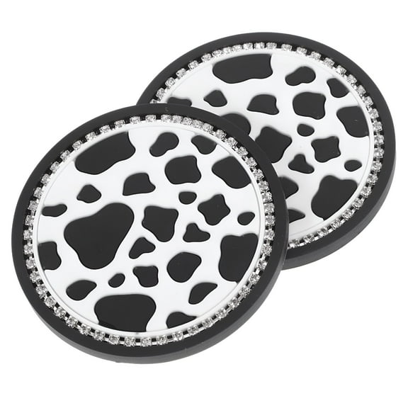 LAMIRO 2pcs Car Cup Coasters Cow Print Car Cup Mats Car Interior Accessories