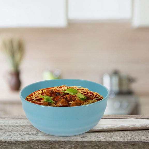 KAKOWELY Bowls Set Wheat Straw Blue 4pcs