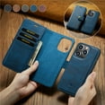 thumbnail image 3 of For iPhone 14 Pro Max DG.MING Crazy Horse Texture Detachable Magnetic Leather Phone Case,Blue,For iPhone 14 Pro Max, 3 of 9
