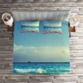 thumbnail image 2 of Ambesonne Tree Quilted Coverlet 3 Pcs, Ocean Seychelles, Queen Size, Turquoise Sky Blue Umber, 2 of 2