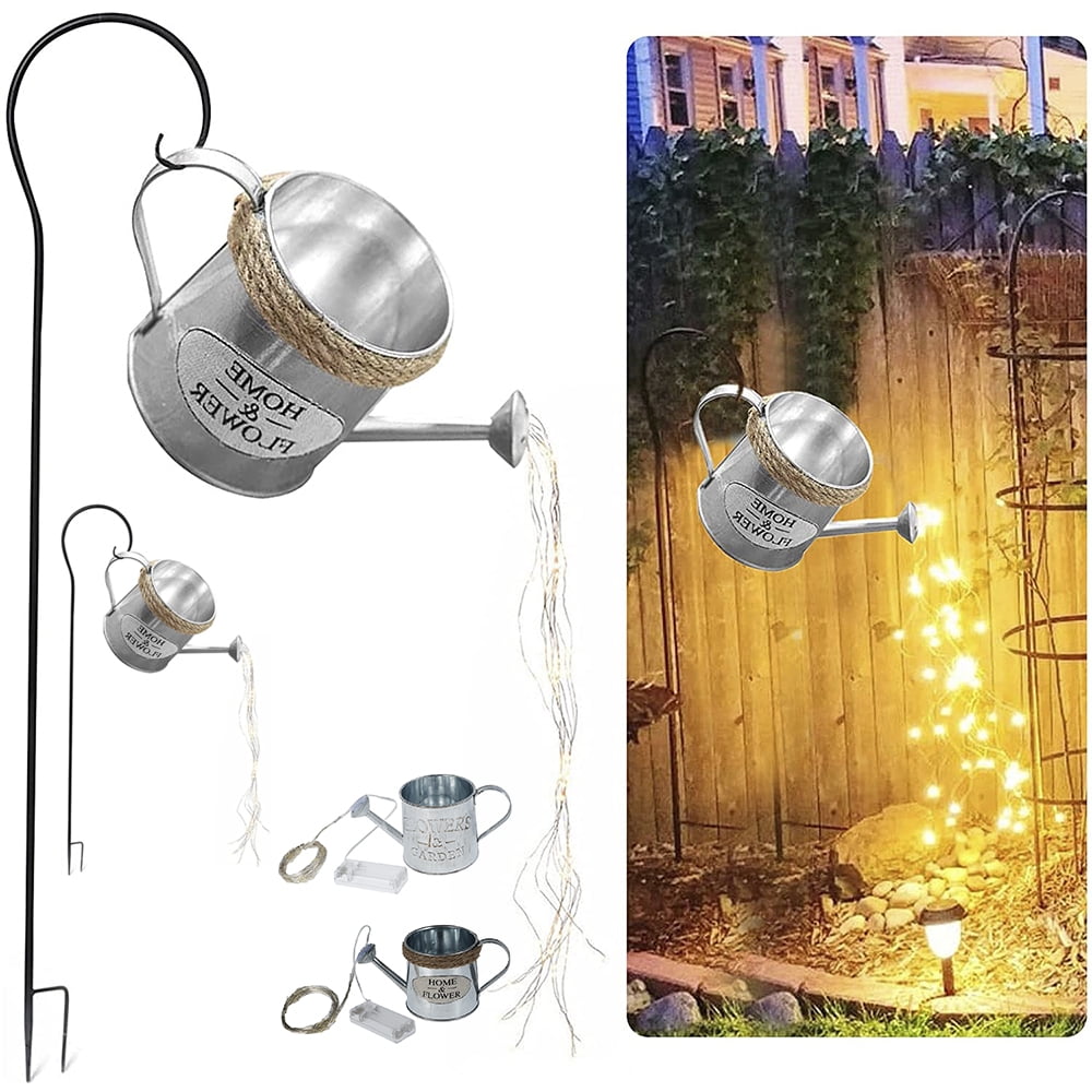 HOTBEST Star Shower Garden Art LED Light,Watering Can Lights Outdoor