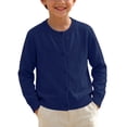 thumbnail image 3 of HAiming Kids Cardigan Button down Shirts Long Sleeve Comfy Loose Casual Solid Color Scoop Neck Blouses Vacation Outwear Tops, 3 of 9