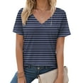 thumbnail image 2 of vigerkar Summer Tops for Women 2025 Short Sleeve V Neck T Shirts Trendy Vintage Basic Tees Loose Comfy Blouses Casual Outfits Dark Blue, XXL, 2 of 6