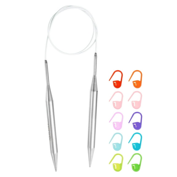 Uxcell Knitting Needles Size US 15(10mm) Circular Needle 31 Inch(80cm) Round Metal Stainless Steel Needle for Handmade Projects DIY Knitting