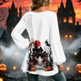 thumbnail image 3 of Halloween Shirts for Women Spooky Ghost Graphic Tunic Tops Long Balloon Sleeve Loose Casual Fall Blouses Holiday Party Costumes Apparel, 3 of 6