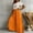 Orange, variant on Delayuji Womens Wide Leg Pant Elastic Waist Daily Elegant Casual Solid Color Pants Loose Linen Pants Women L-6XL