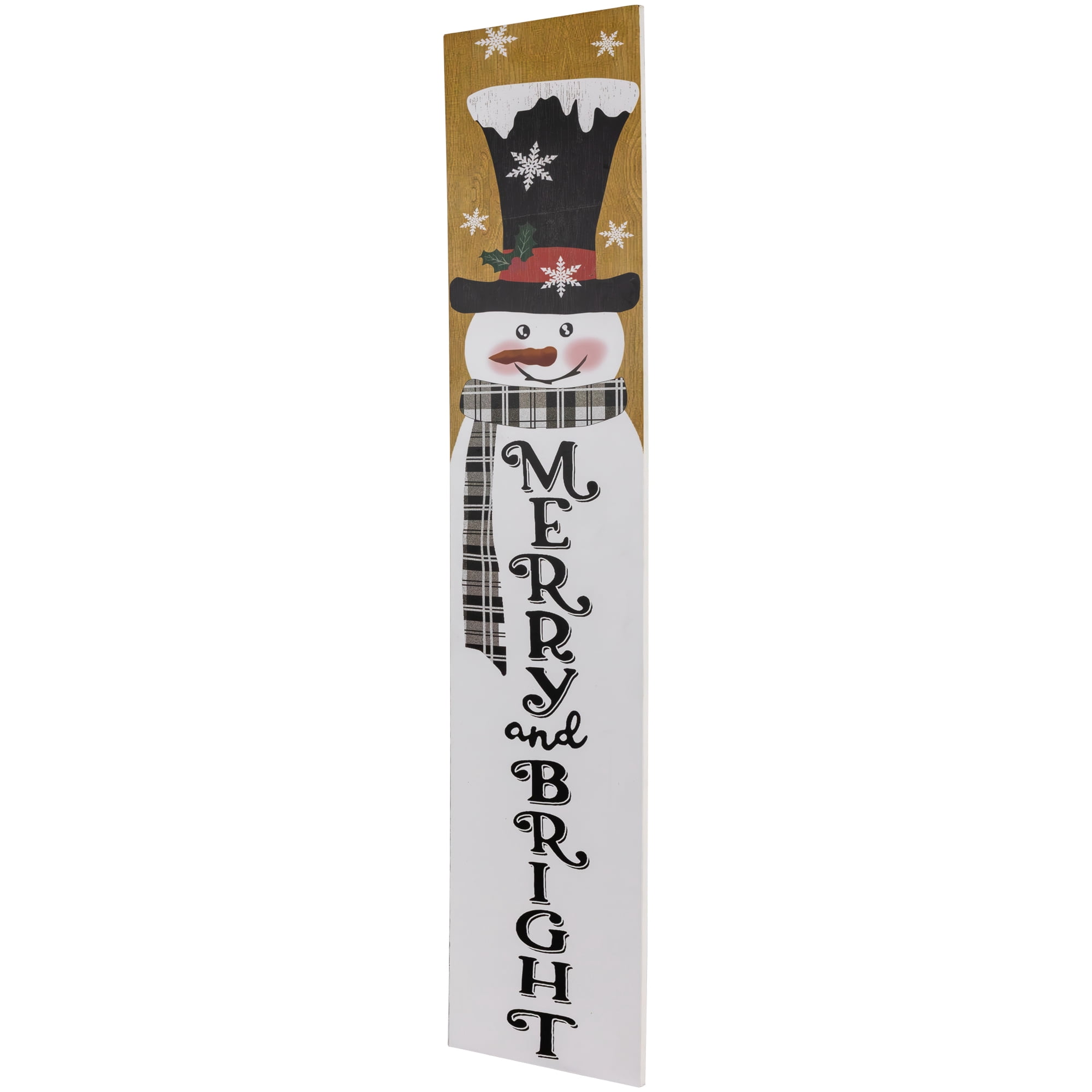 Northlight 36" Snowman "Merry and Bright" Christmas Porch Board Sign Decoration
