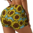thumbnail image 2 of Sigee Sunflowers Print Women's High Waist Workout Shorts - Squat Proof, Tummy Control, Yoga and Gym Activewear-X-Large, 2 of 9