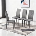 thumbnail image 1 of LHYY Modern Dining Chair Fireproof Leather Sprayed Metal Pipe Diamond Grid Pattern Restaurant Home Conference Chair Set (4 packs) GRAY, 1 of 10