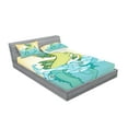 thumbnail image 2 of Ambesonne Japanese Fitted Sheet & Pillow Sham Set, Pastel Tone Water Creature, Full, Green Blue, 2 of 2