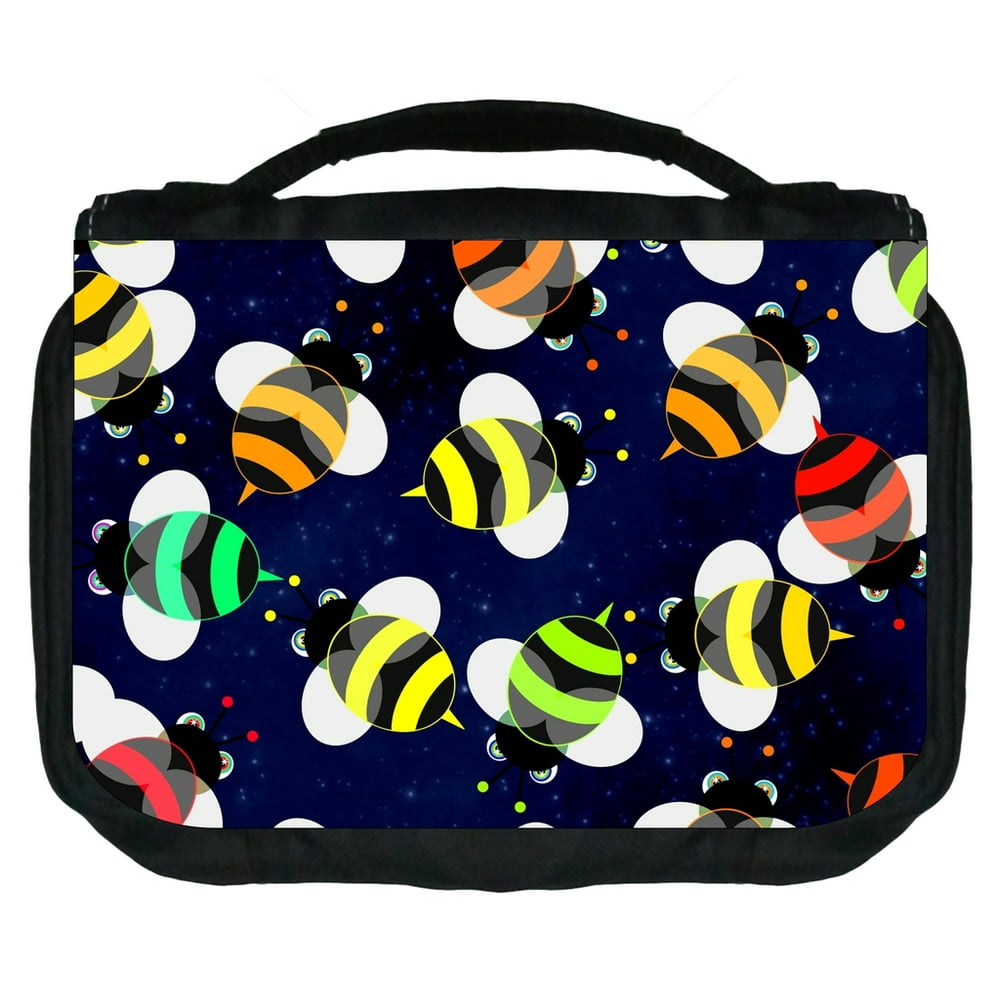 Accessory Avenue Bumble Bees Pattern Small Travel Toiletry / Cosmetic Case with 3 Compartments