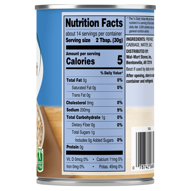 Great Value Sauerkraut, 14.5 oz Can
