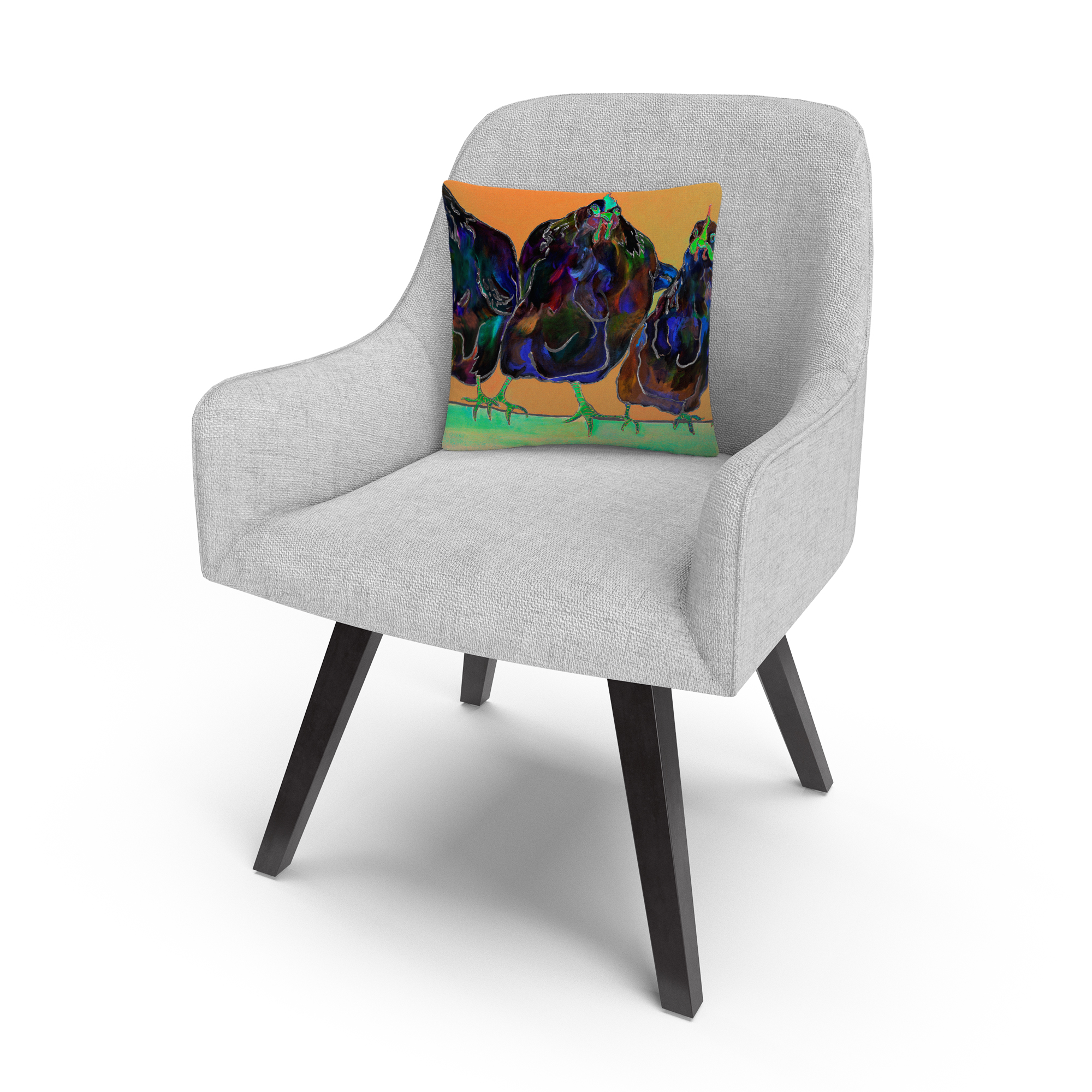 Color Series Four Clucks Green' Animals Pets Painting Bold By Pat Saunders-White 16 X 16 Decorative Throw Pillow