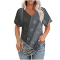 thumbnail image 1 of V-Neck Printed Casual Pullover for Women, Short Sleeve, Soft Cotton Blend, Regular Length, Spring Summer Wear, Hand Wash Cold, 1 of 5