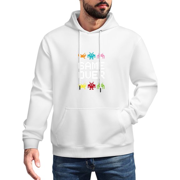 Pac-Man Men's Stick Hooded Sweatshirt,Unisex Novelty Sweatshirts Cool Printed Pullover Hoody Hoodie with Pocket