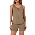 thumbnail image 2 of SUNSIOM Pyjama Deux Pièces pour Femmes Ensemble Débardeurs et Shorts Froncés Sans Manches, 2 of 9