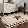 thumbnail image 3 of Rectangle Area Rugs 4 x 6 Ft, Western Texas Star Retro Non-Slip Residential Carpet, Rustic Vintage Berry Black Beige Plaid Indoor Crawling Mats Runner Rugs for Living Room/Dining Room/Bedroom, 3 of 8