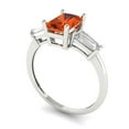 thumbnail image 2 of Clara Pucci 14K White Gold Solid Gold Red Three-Stone Anniversary Ring for Women - 1.5 cttw Emerald Cut, 2 of 8