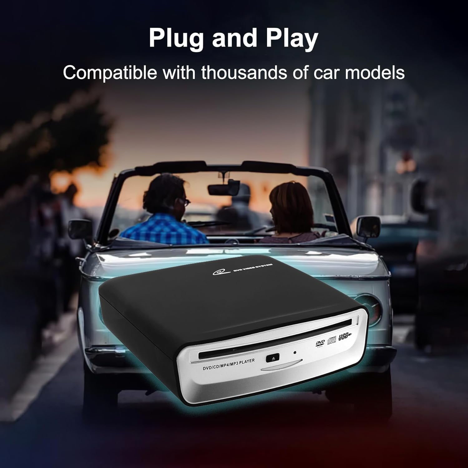CD VCD Player for Car with USB Port, Portable External CD Player That Plugs into Car Laptop Desktop TV Computer, Plug & Play –Upgraded,for Android Navigation/Smart TV/Desktops