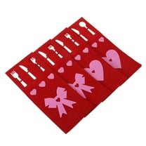 MLINS 4pcs Valentines Day Tableware Holder Cutlery Bag For Party Supplies Valentines Utensil Holder Silverware Organizer Holiday Utensil Storage Pouch