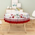thumbnail image 5 of Duangreer Retro Christmas 70''Round Tablecloth, Elk Sled Xmas Tree Print, Washable Picnic Table Cover for Family Party, Dining, Indoor and Outdoor, 5 of 6