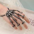 thumbnail image 2 of Pulsera De Mano De Esqueleto De Halloween Con Anillo, Pulsera De Metal Punk, Anillo De Dedos De Esqueleto Para Mujeres Y Hombres, Regalos seitruly AP006169-02, 2 of 6