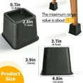 thumbnail image 4 of Bed Risers Set of 8,3 Inch Heavy Duty,Furniture Risers for Sofas Oversized, Couch Risers with Non-Slip Pad Supports Up to 3,000 Lbs for Bed, Desk, Chair (Black), 4 of 8