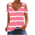 thumbnail image 1 of Camisas de Manga Corta para las Mujeres, Cuello en V Plegable de Impresión Del Hombro Top Casual Hecho de Poliéster Cómodo para el Verano, Tops de Bikini para las Mujeres, 1 of 7